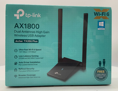TP-Link Archer TX20U Plus AX1800 WiFi 6 Dual Band USB Adapter (US)  NEW SEALED