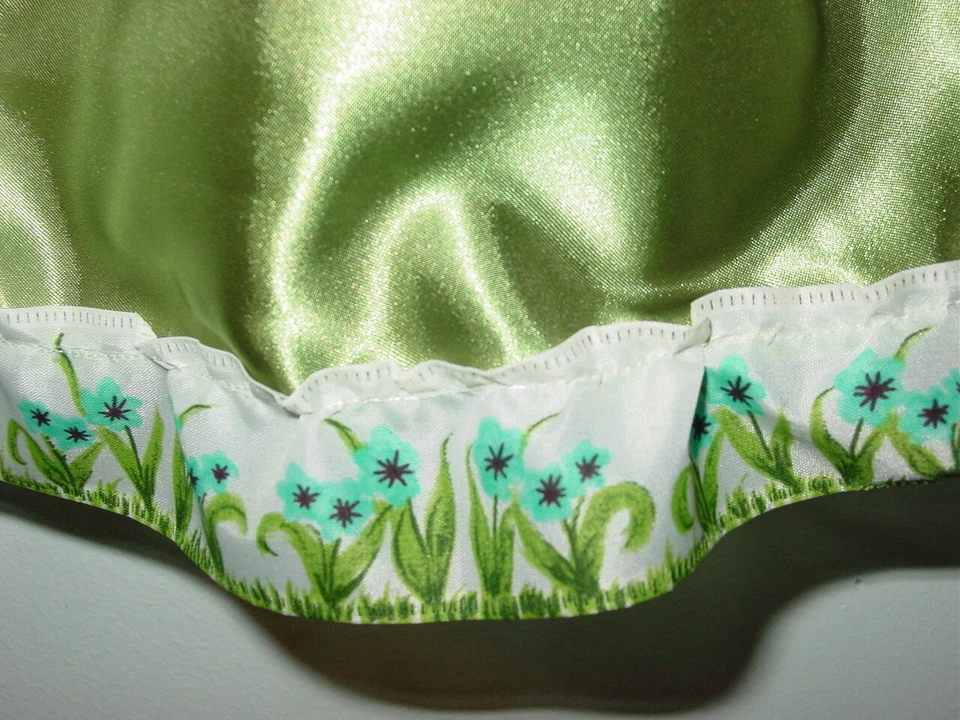 绿色缎面半懒人蓝色花卉装饰 25 英寸 - 55 英寸腰围 Sissy-XXL 1X 2X 全新 — 第 2/2 张图片