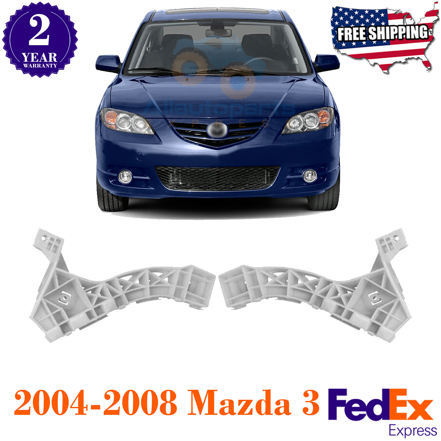 レスま　まつ毛　3パーツ×4 Front Bumper Retainer Brackets Set For 2004-2008 Mazda 3 | eBay