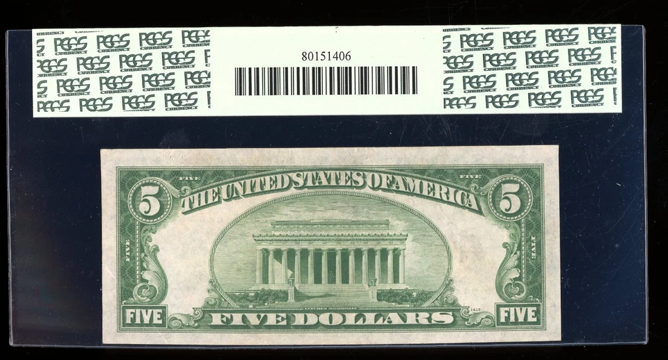 DBR 1934 $5 FRN DGS Mule Philadelphia Fr. 1956-Cdgsm PCGS 45 PPQ Ser C21148225A - Image 2 of 2