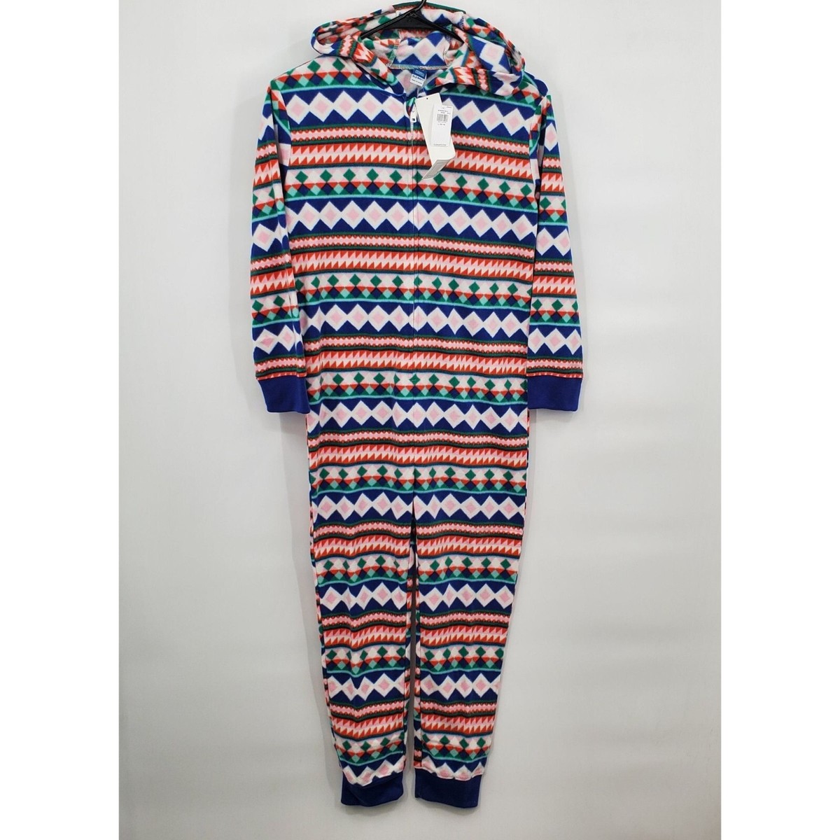 Old Navy Microfleece Hooded One-Piece Pajamas Kids Size Large NWT