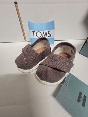 TOMS Tiny Unisex Kinder Alpargata Halbschuh flach UK T2 aschgrau Canvas bequem neu im Karton 