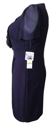 Jones New York New Dress Purple Solid Short Sleeve Ruffled Fancy Front Size 14 - Picture 4 of 9