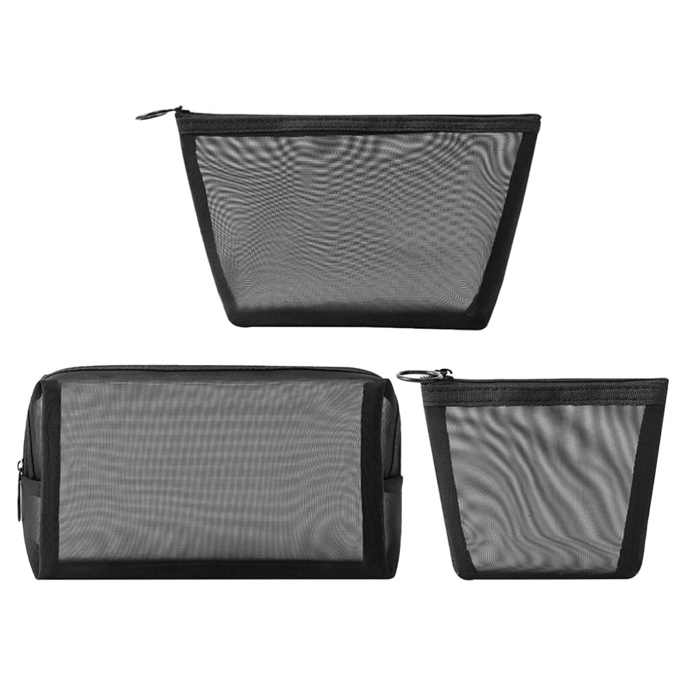 3 Pcs Mesh Shower Bag Clear Makeup Bags Mesh Zipper Pouch Cosmetic