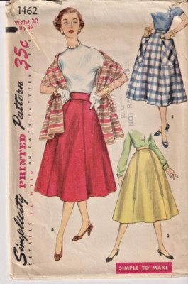 1462 SIMPLICITY c.1956 - SKIRT & STOLE - Sz 30'' Waist