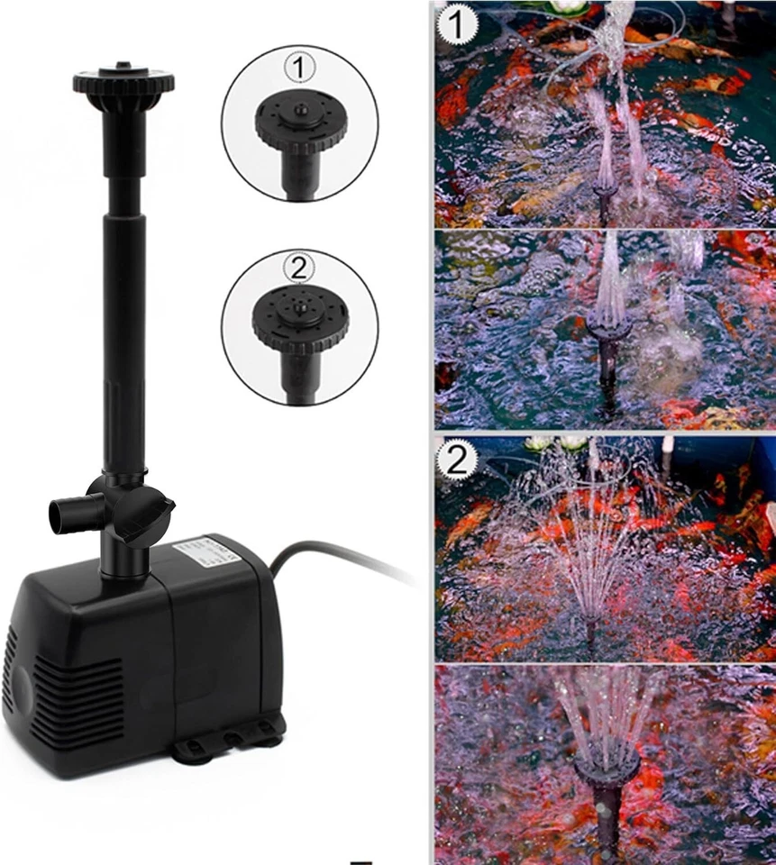 Springbrunnen Wasserspiel Fontäne 800L/h Pumpe Garten Brunnen Düsen Schwarz B224 - Bild 4 von 4