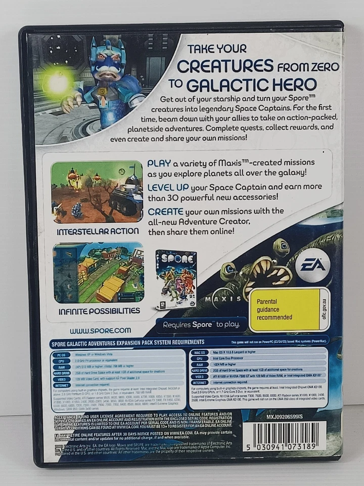 Spore: Galactic Adventures Expansion Pack for PC / Mac + Manual 2009 EXC - Image 2 of 4