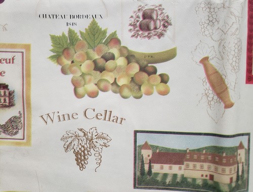 Tovaglia stampata retro flanella vinile 60" rotonda,ETICHETTE BOTTIGLIE VINO E UVA#2,HP - Foto 6 di 13