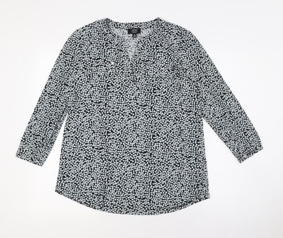 Jones New York Damen Grau Polyester Basic Knopfleiste Größe M V-Ausschnitt