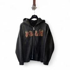 Palm Angels Flame Distressed Zip Hoodie