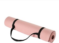 Amazon Basics TPE Exercise Yoga Mat 0.6cm Thick Pink with Carrying Strap