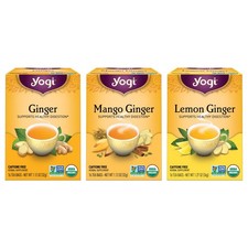 Yogi Tea Ginger Variety Sampler - 16 Bags per Pack 3 Packs - Caffeine-Free Or...