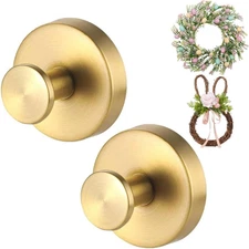 Gold Wreath-Hanger, Strong Stainless Steel Suction-Cup-Wreath-Hooks, 2 Pack Wrea