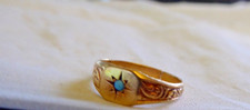 Tiny Baby Ring Turquoise Stone 10K solid Gold Vintage Perfect for Boy or Girl