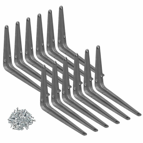 12 Stck. 6 Zoll x 8 Zoll Allzweck Metall Wandregal Eckhalterung Unterstützung Grau SET - Bild 1 von 6