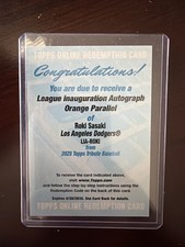 2025 Topps TributeRoki Sasaki Rookie Auto Redemption REDEEMED Orange /25