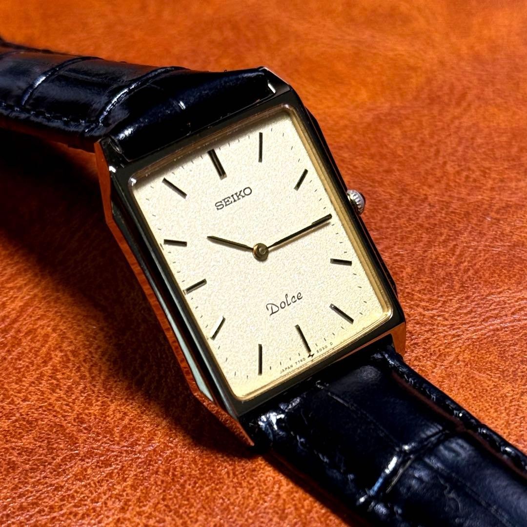 Seiko Dolce Rectangular 80s Rare Working Watch wi… - image 3