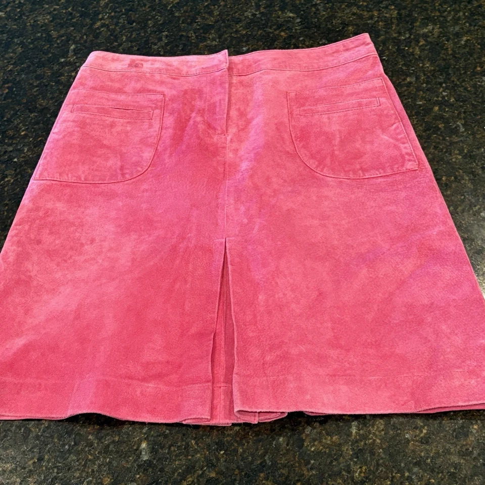 Vintage Lilly Pulitzer Pink Leather Suede Skirt Women's Size 6 - Image 3 of 4