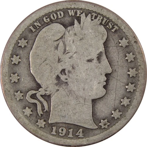 1914 S Barber Quarter AG About Good 90% Silver 25c Type Coin SKU:I2760