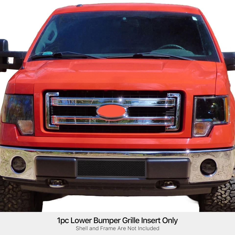 For 2009-2014 Ford F-150 Lower Bumper Stainless Steel Black Mesh Grille Insert - Image 3 of 4