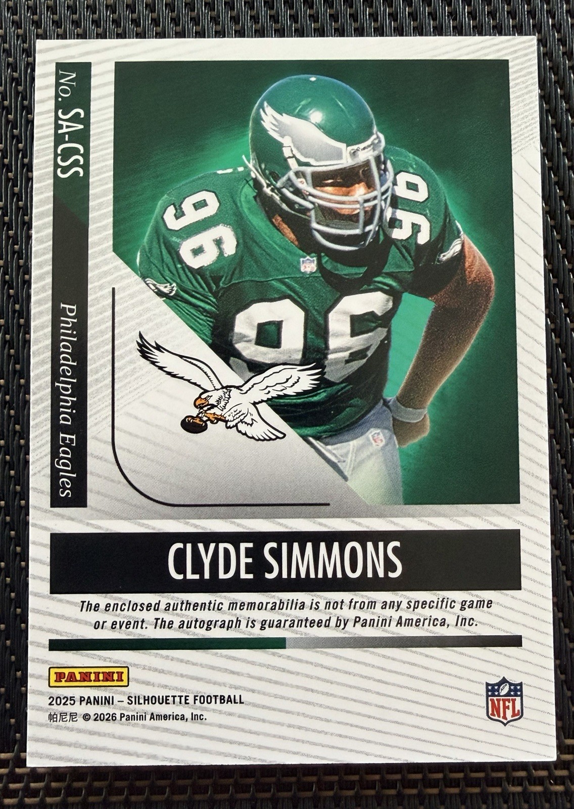 Clyde Simmons Auto Patch 117/199 Eagles Immaculate Silhouette NFL PHL HOF Legend view 2