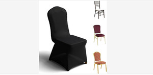 Trlyc 100 Pcs Spandex Flat-Front Chair Covers for Dining Chairs (Black)