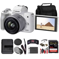 Canon EOS M50 Mark II Mirrorless Camera W/ 15-45mm Lens + 64GB Card Base Bundle