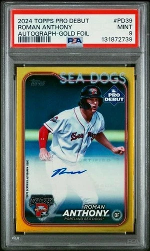 2024 Topps MLB Pro Debut Roman Anthony Gold Auto Rookie #/50 PSA 9 Mint Boston