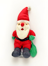 Sterling Santa Plush Nylon Parachute Christmas Puffy Style Stuffed Toy Vintage