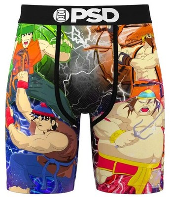 PSD Colorful SOUTH PARK FIGHT Front & Back Panels 7'' Inseam Boxers Mn's S NWT