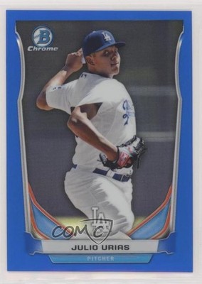2014 Bowman Draft Top Prospects Chrome Blue Refractor 63/399 Julio Urias 6u5