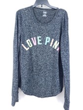 PINK Victoria's Secret Knit Sleep Wear Shirt Women's Size Small Gray