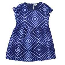 Old Navy Dress Womens Large Blue Diamond Geometric Print Empire Waist Boho