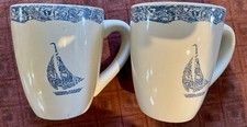 Set of Two Nantucket Martime Hand Painted Coffee Mugs