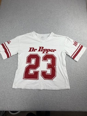 Dr Pepper T Shirt Medium White Red 23 Football Jersey Tee Est 1885 V Neck