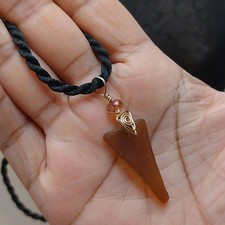 Knapped Recycled Sea Glass Pendant On Back Cord Necklace