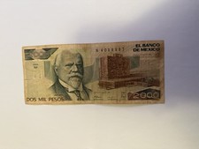 MEX Bank Notes: El Banco de Mexico S.A 2000 Pesos 1989 Serie EE Serie N4058987
