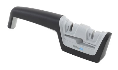 KitchenIQ 50217 Diamond Pull-Thru Knife & Scissor Sharpener   Black/White 