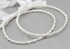White Satin Braided & Silver Beaded Wedding Crowns (Orthodox Stefana)