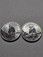 Lot of 2, 2012 Canadian Cougar Coin, 1 oz, $5, 9999 FINE SILVER, MILK SPOTTING 2