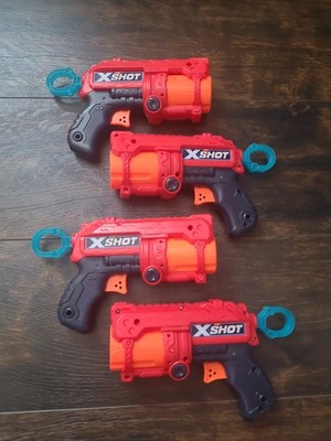 Lot Of 4 Red Zuru X Shot Excel Fury 4 Blasters (Guns Only)