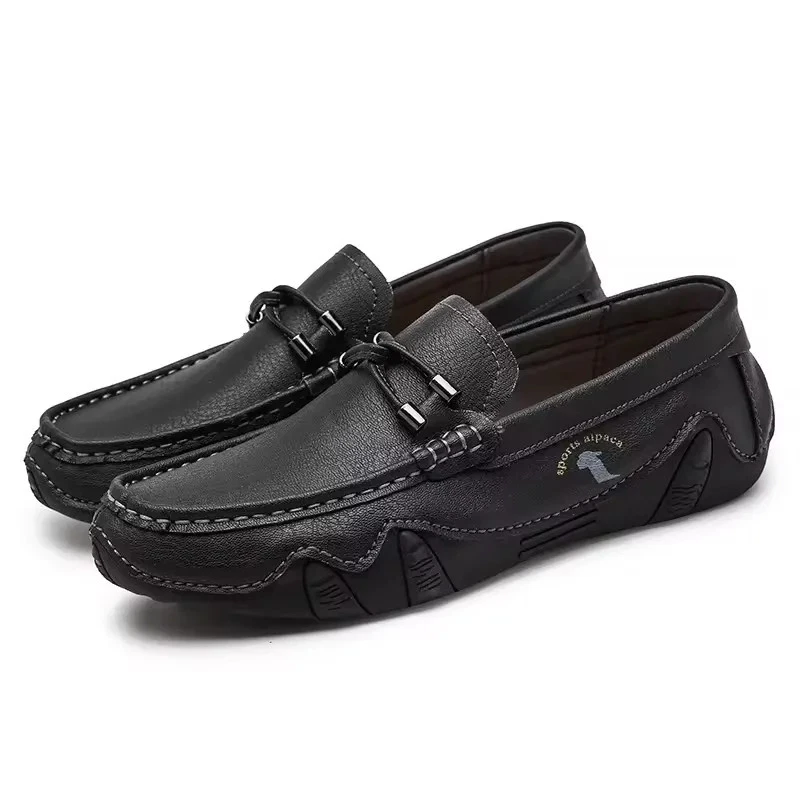 Men's Genuine Leather Loafers Flats Shoes Outdoor Walking Driving Casual Shoes - Image 3 of 4