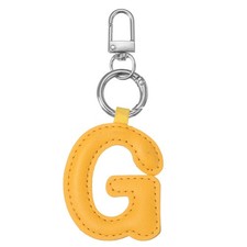 Initial Letter Keychain Cute Leather Keychains w/ Letter G Yellow