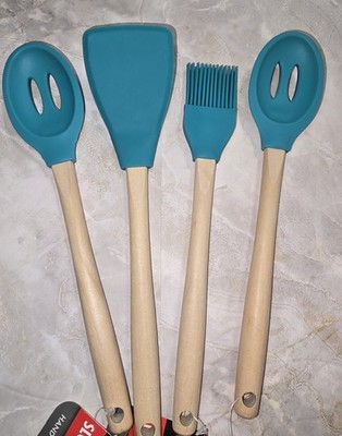 Cooking Concepts Teal Silicone Kitchen Utensil Set Spoon Spatula Brush