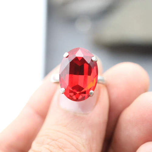 Swarovski® Kristall Damenring, Oval Statement Ring,Funkelnder Verstellbarer Ring - Picture 23 of 45