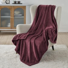 Cozy Fleece Blanket, 300GSM Ultra Soft Throw, 50x60 Inches, Burgundy Red
