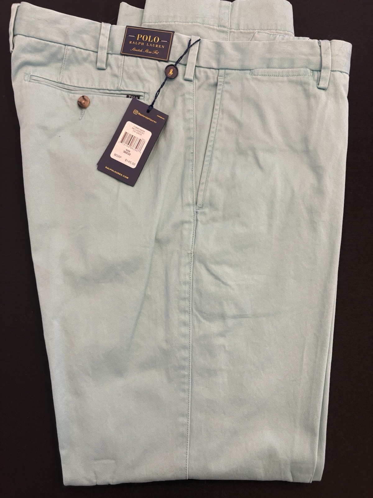 Nuevo con etiquetas Polo Ralph Lauren Para hombres Pantalones Chinos Calce Ajustado Talla 38x32