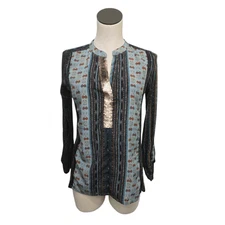 Anthropologie Tiny Blue Devas Sequin Popover Tunic size XS Colorful Boho