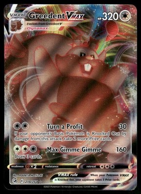 Greedent VMAX 2021 Ultra Rare Full Art Pokemon Card 218/264 (NM