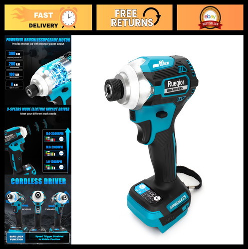 Cordless 1/4" Impact Driver, Brushless 220Ft-lbs, 3-Speed, LED Light, Tool Only
